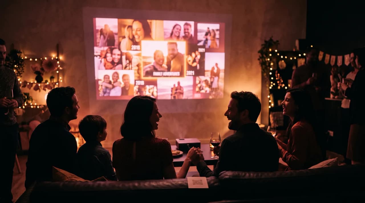 How to Display a Cinematic Timeline Video at a Party: Projectors, QR Codes, and Loops